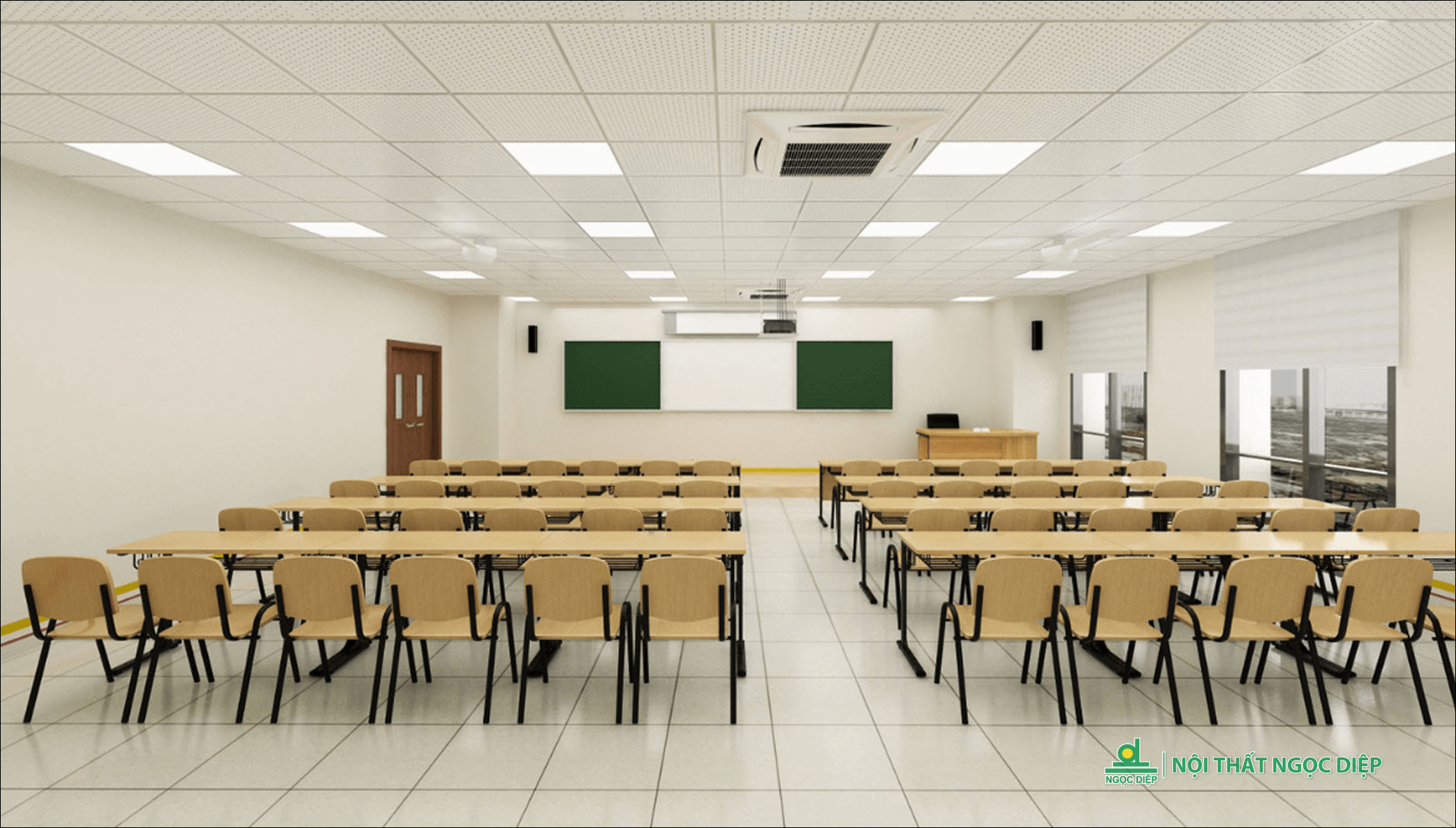 Phòng học tối giản sức chứa lớn